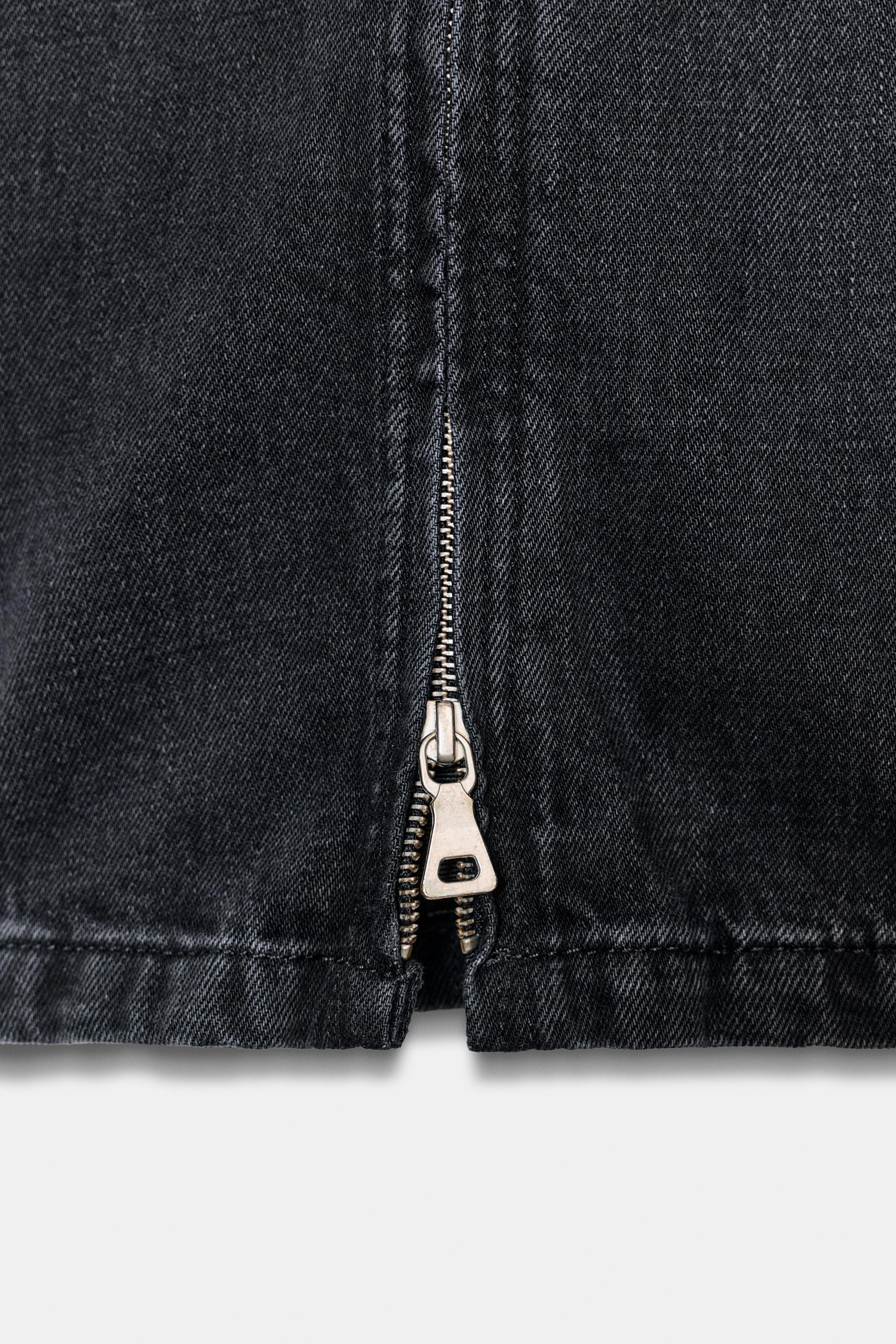 ZW COLLECTION WIDE-LEG MID-WAIST JEANS WITH ZIPS - Black | ZARA