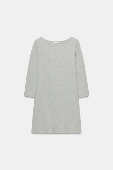 SHORT BOAT NECK DRESS - Grey marl by Zara