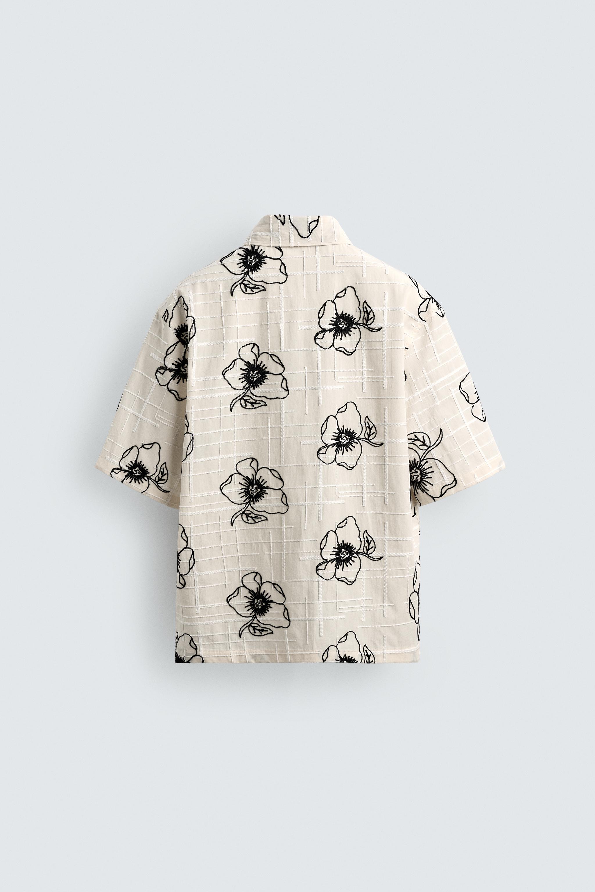FLORAL EMBROIDERED JACQUARD SHIRT - Ecru | ZARA United States