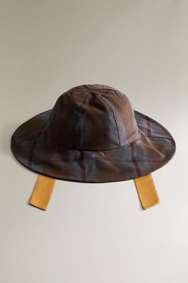 Zara CHILDREN'S TARTAN CHECK HAT - Brown-Blue - Image 0