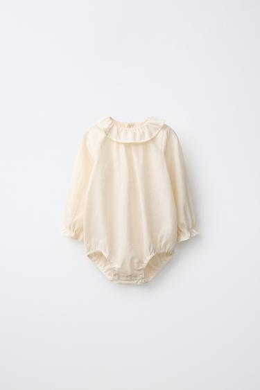 JACQUARD BODYSUIT WITH RUFFLES - Ecru by Zara