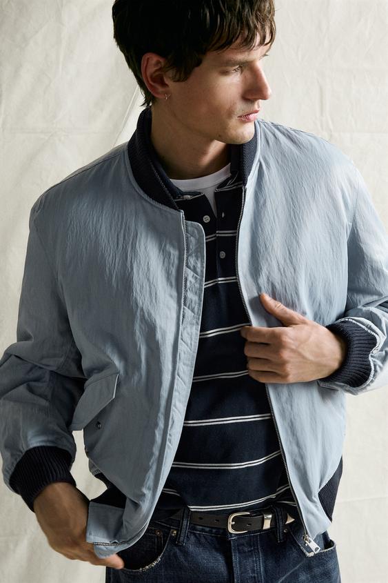 コントラストボンバージャケット - ブルー/スチール | ZARA Japan / 日本