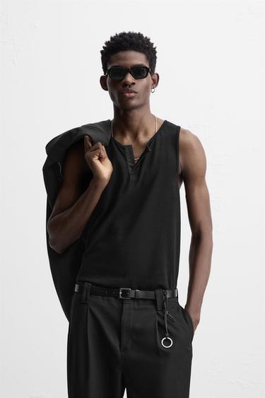 SEMI-SHEER TANK TOP - Black by Zara