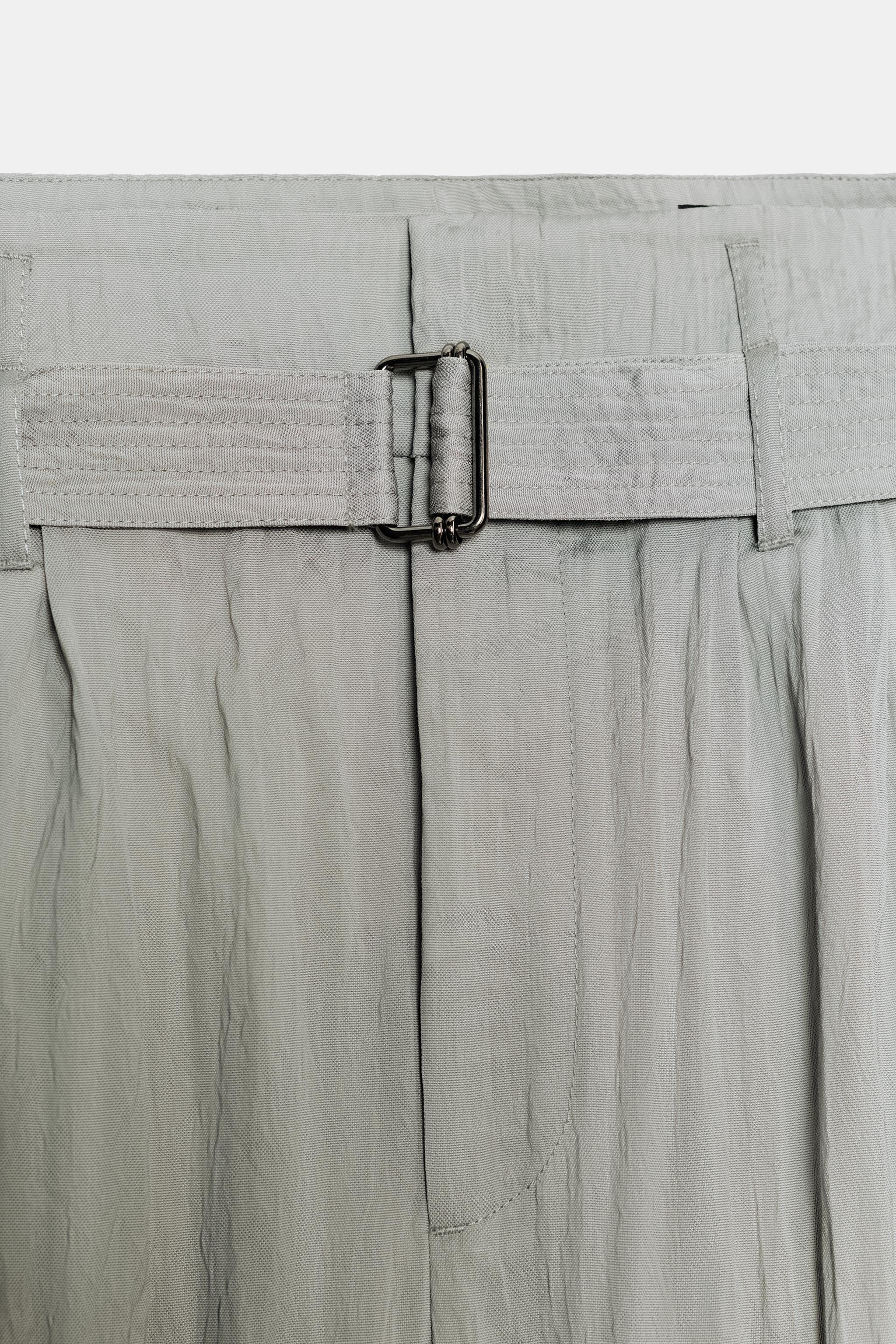 Женские шорты Zara ZW COLLECTION BELTED PLEATED BERMUDA SHORTS — фото 7