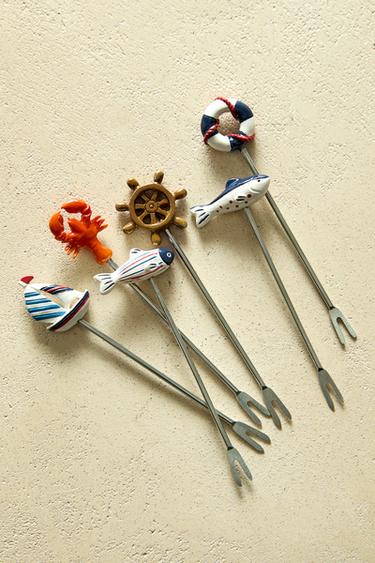 LOT PIQUES APÉRITIF FORMES MARINES (LOT DE 6) - Bleu de Zara - Image 5
