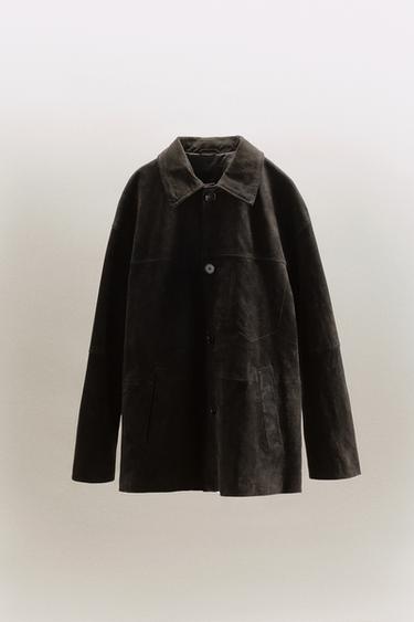 100% LEATHER SUEDE OVERSIZED JACKET - Rust by Zara - Image 8