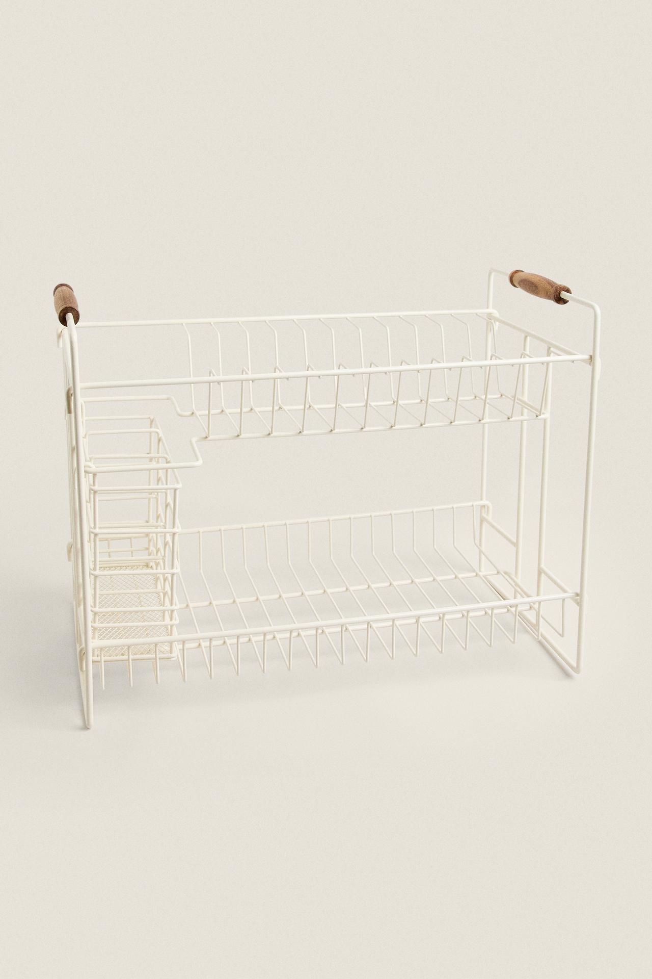 LACQUERED METAL DISH RACK — Cream