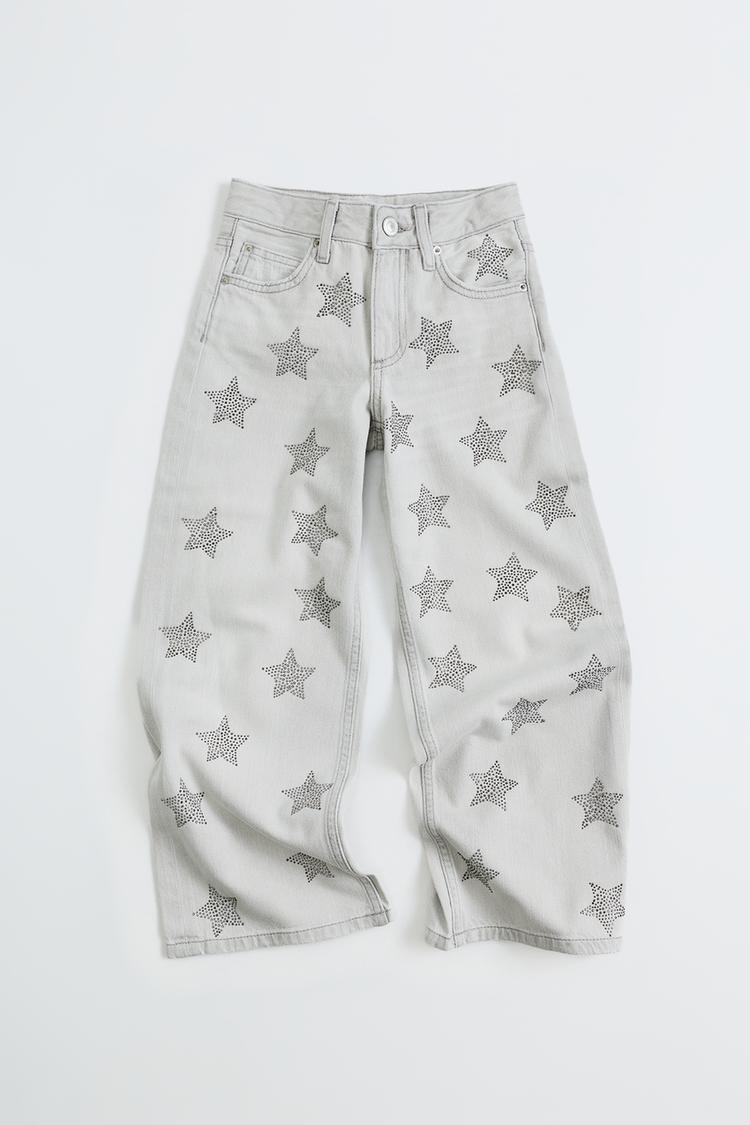 JEANS WIDE LEG ESTAMPADO ESTRELLAS TACHAS