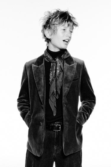 VELVET SUIT BLAZER - Brown / Taupe by Zara