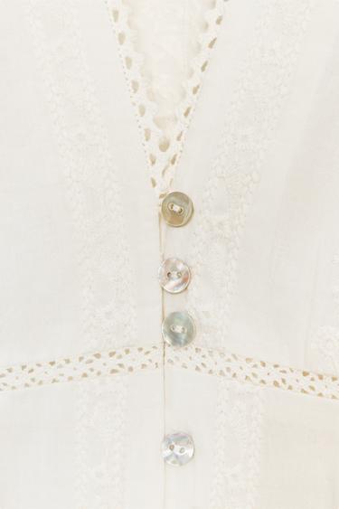 BLOUSE ROMANTIQUE BRODERIES - Écru de Zara - Image 7