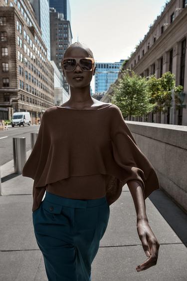WIDE-LEG TROUSERS WITH DARTS - Duck green by Zara - Image 1