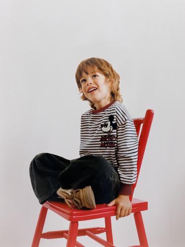 MICKEY MOUSE © DISNEY STRIPED MEDIUM WEIGHT T-SHIRT - Ecru by Zara