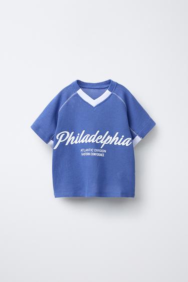 Zara 76ERS NBA © PRINT T-SHIRT - Blue - Image 0