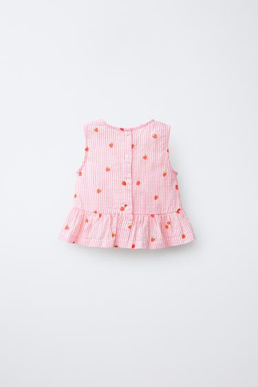 STRIPED AND STRAWBERRY BLOUSE - Pink by Zara - Image 1