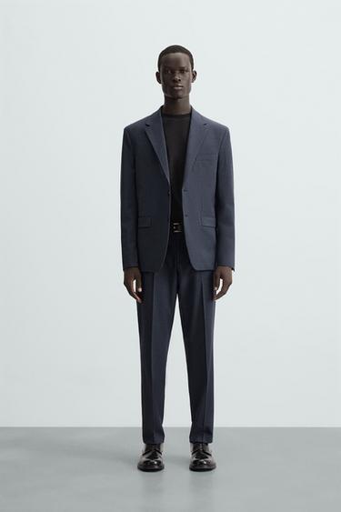 PANTALÓN ESTRUCTURA PATA DE GALLO - Azul de Zara - Imagen 0