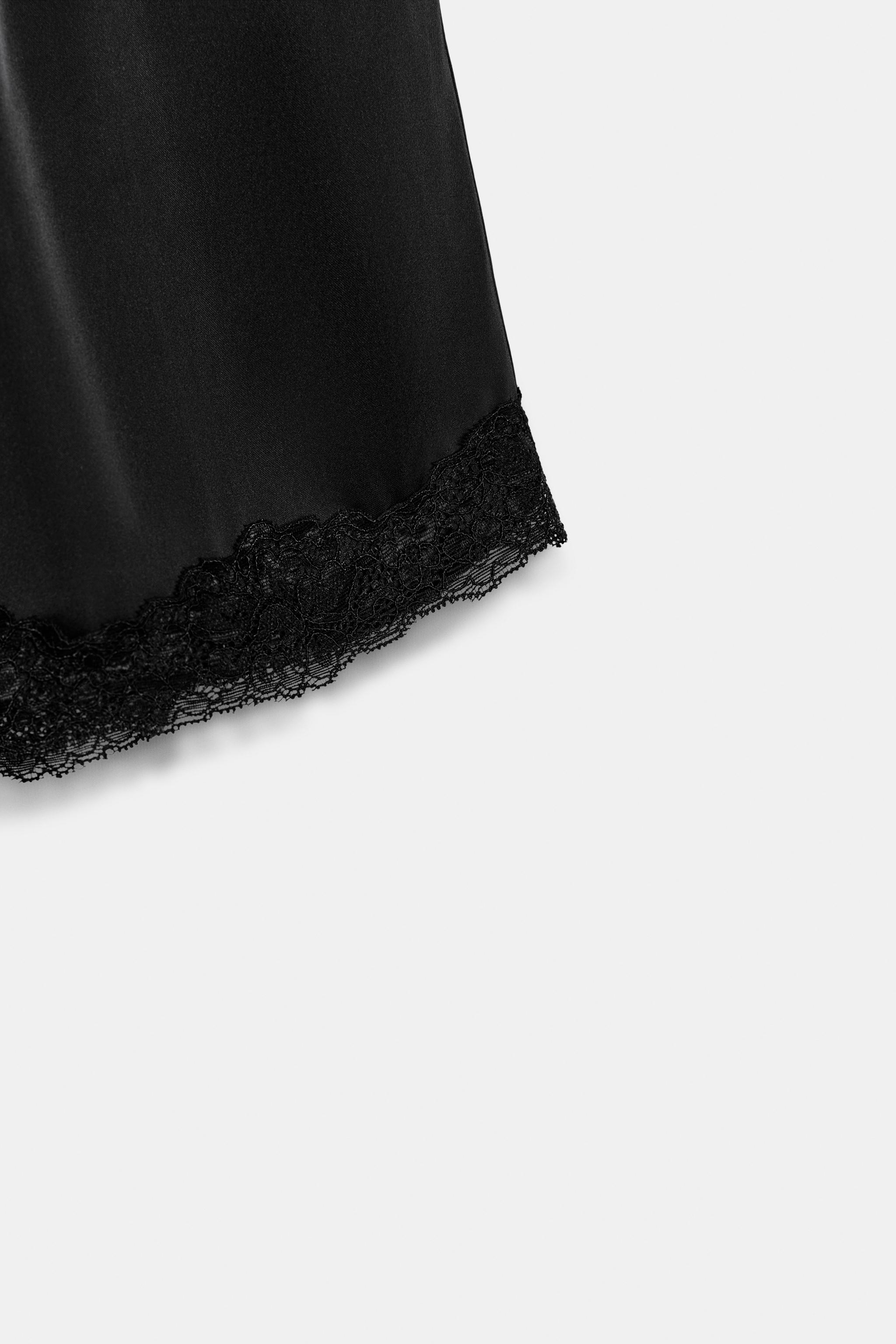 SATIN EFFECT LACE MINI SHORTS