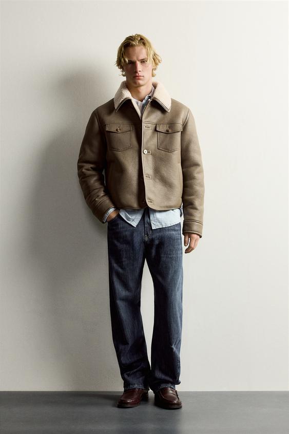 CAZADORA EFECTO PIEL DOBLE FAZ - Khaki de Zara - Imagen 0