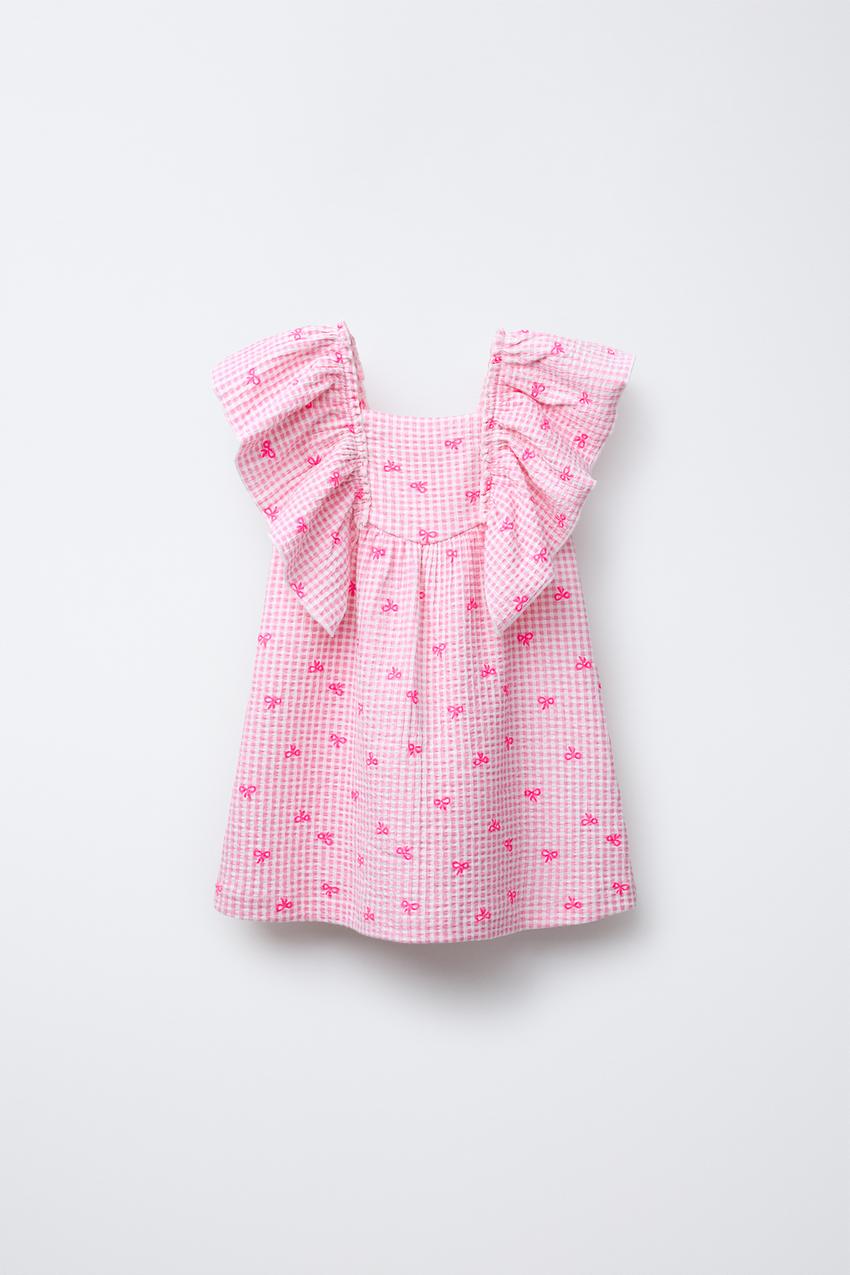 PRINTED RUFFLE DRESS