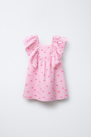 KLEID MIT PRINT UND VOLANT - Rosa von Zara