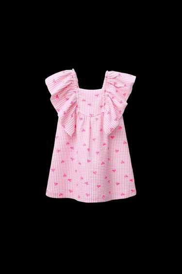Zara PRINTED RUFFLE DRESS - Pink - Image 0