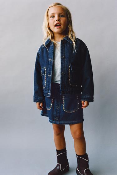 EMBROIDERED FLORAL DENIM SKIRT - Blue by Zara