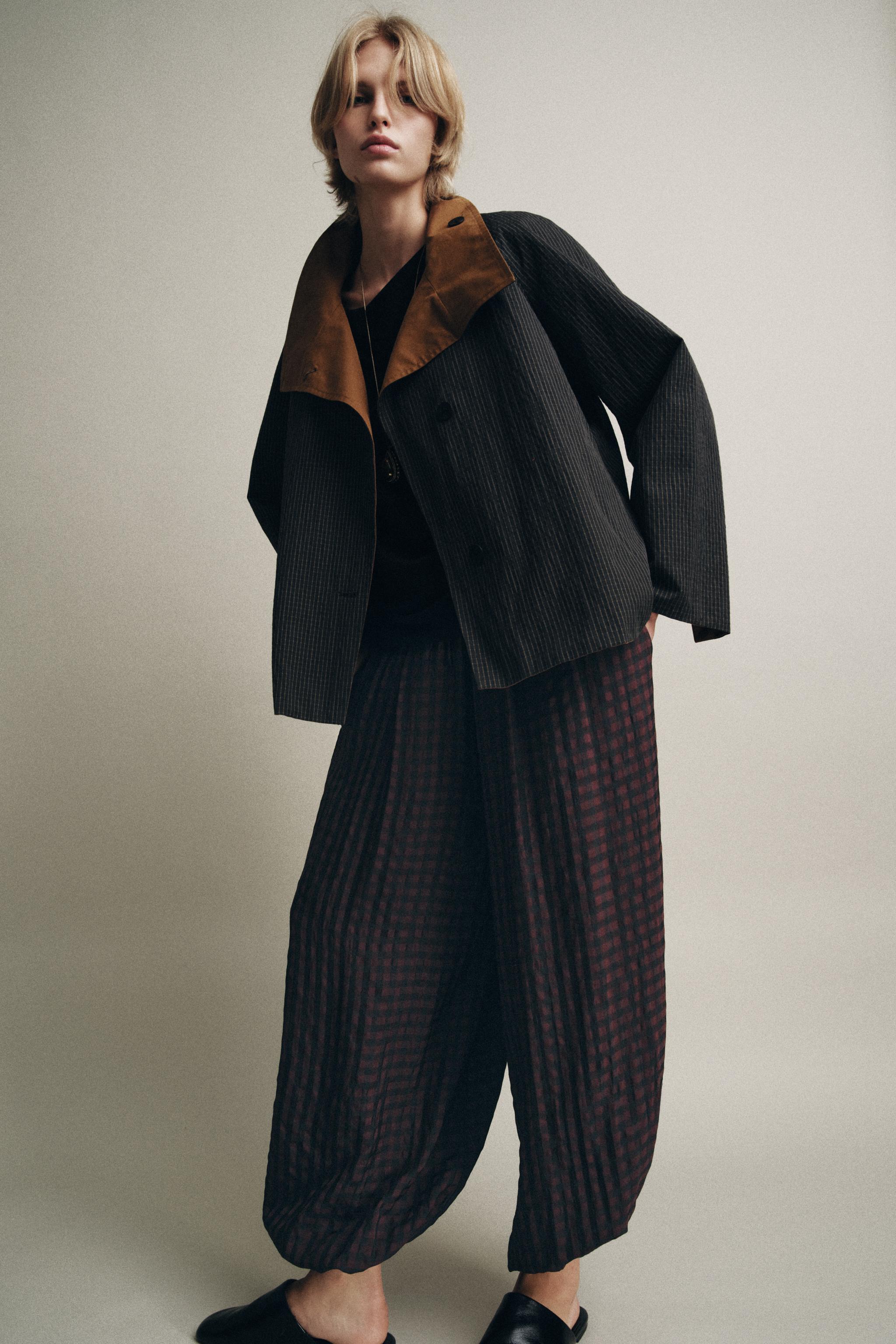 SUNSET傑 MOSSA WOOL WIDE SAROUEL SLACKS ZW COLLECTION SAROUEL TROUSERS - Dark burgundy | ZARA South Africa