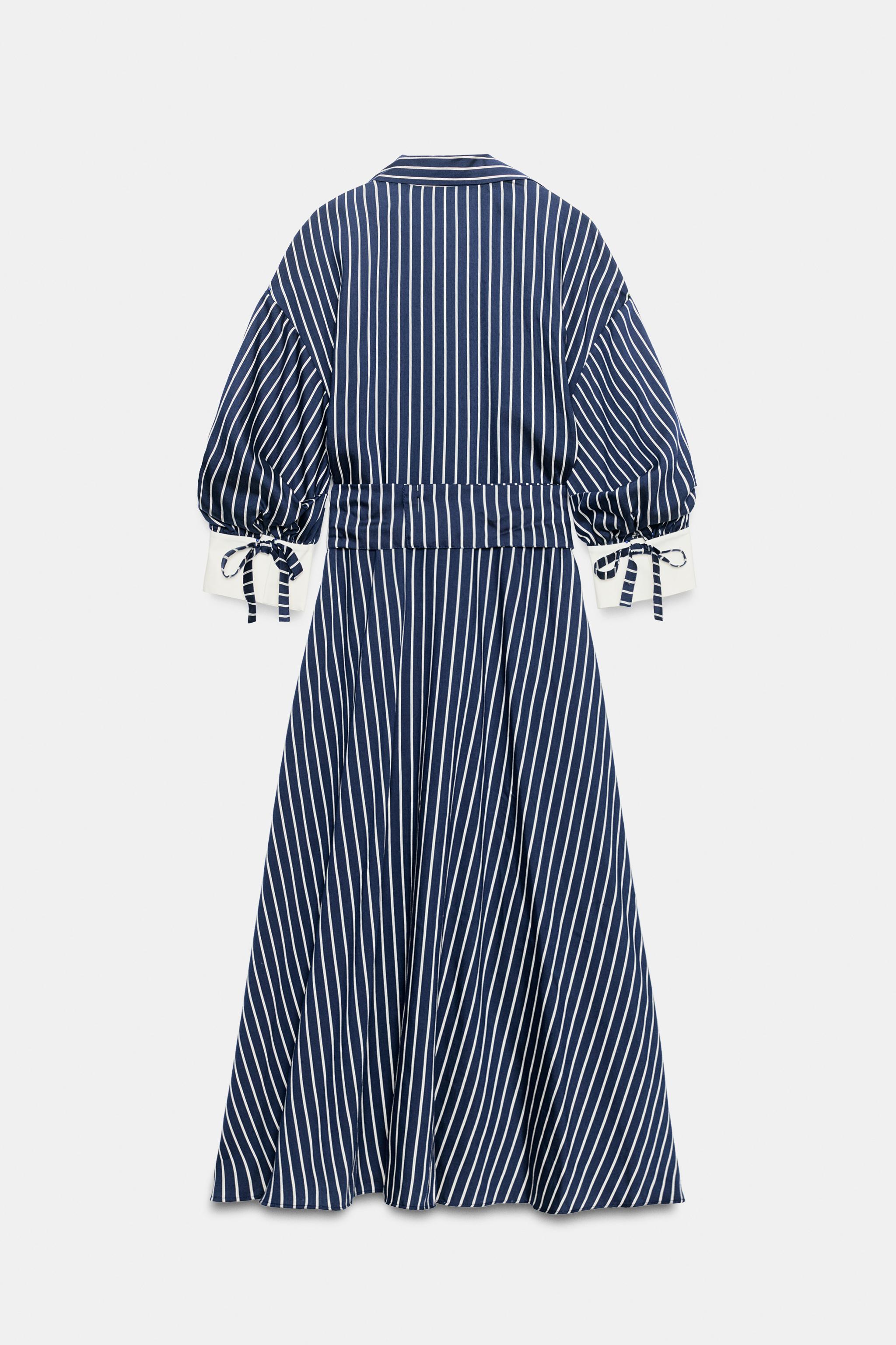 Женские платья Zara STRIPED MIDI DRESS WITH BELT — фото 10