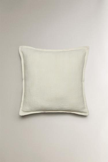 LINEN CUSHION COVER WITH TOPSTITCHING - White by Zara - Image 1