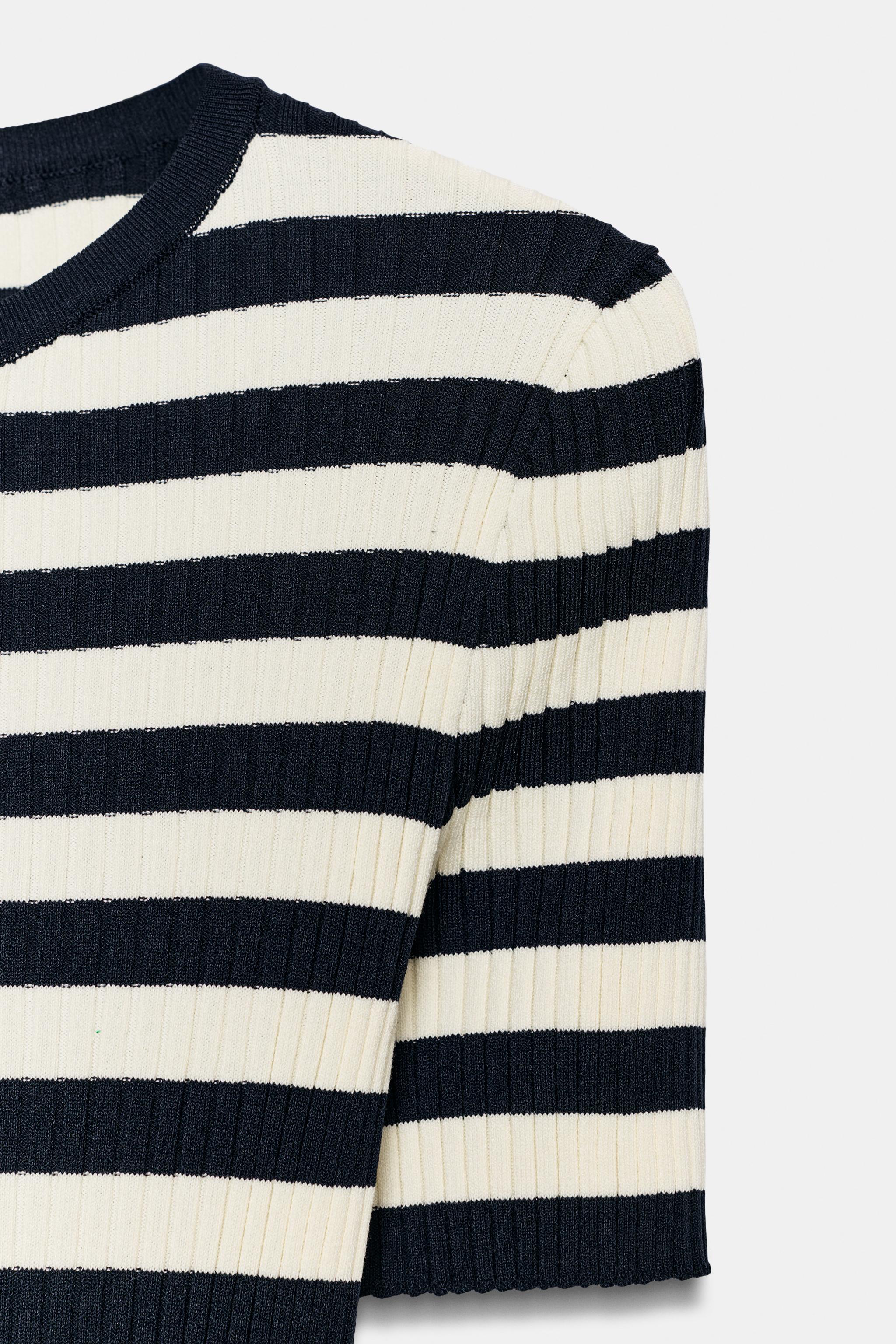 STRIPED RIBBED KNIT TOP