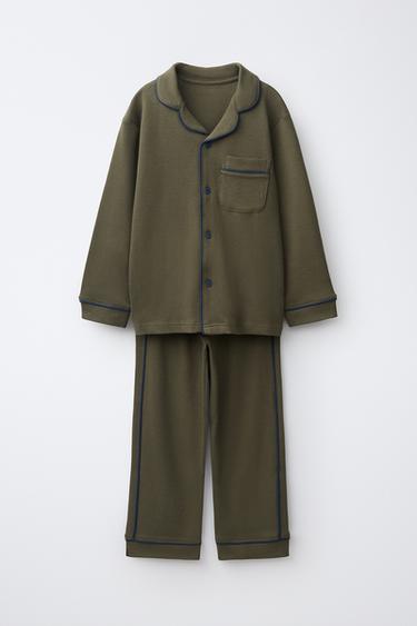 Zara 6-14歲/撞色細節睡衣 - 綠色