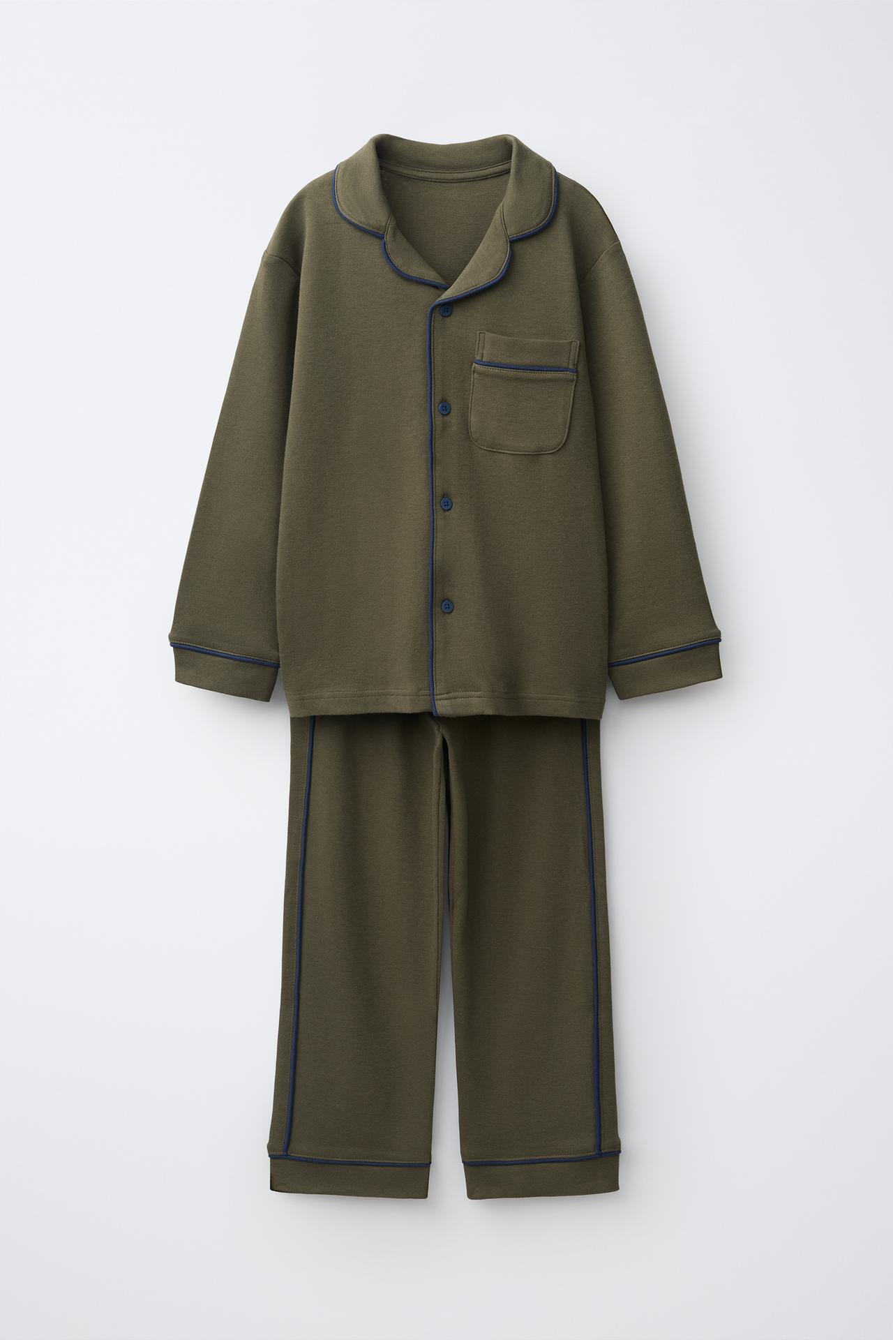 6-14 YEARS/ PYJAMAS WITH CONTRAST DETAIL — Green