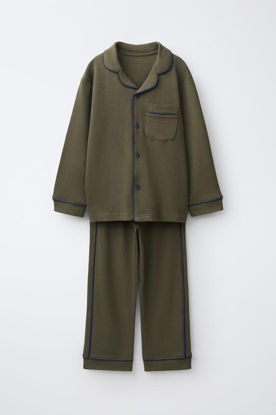 6-14 YEARS/ PYJAMAS WITH CONTRAST DETAIL - Green by Zara - Image 0