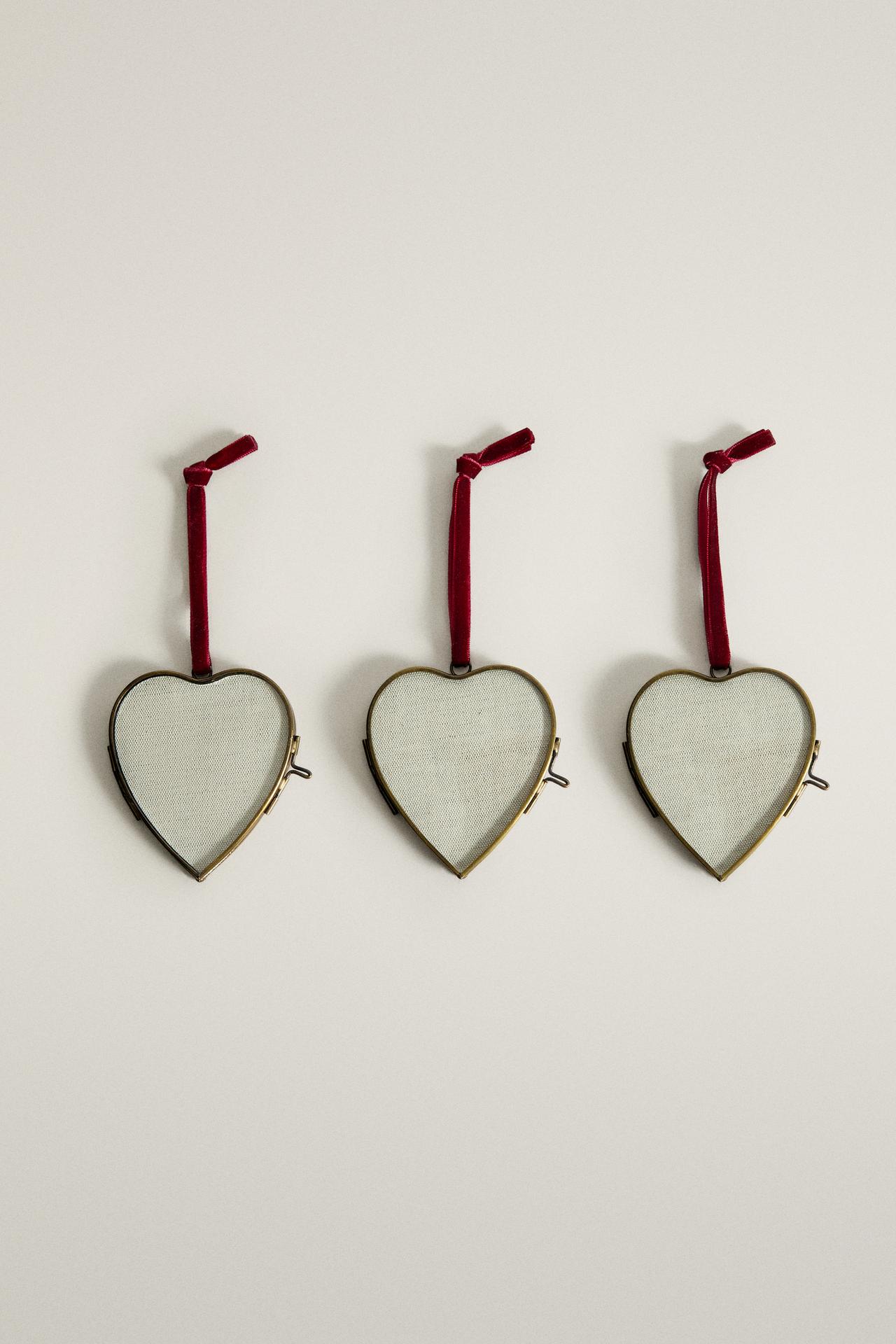 HEART BORDER CHRISTMAS TREE ORNAMENT (PACK OF 3)