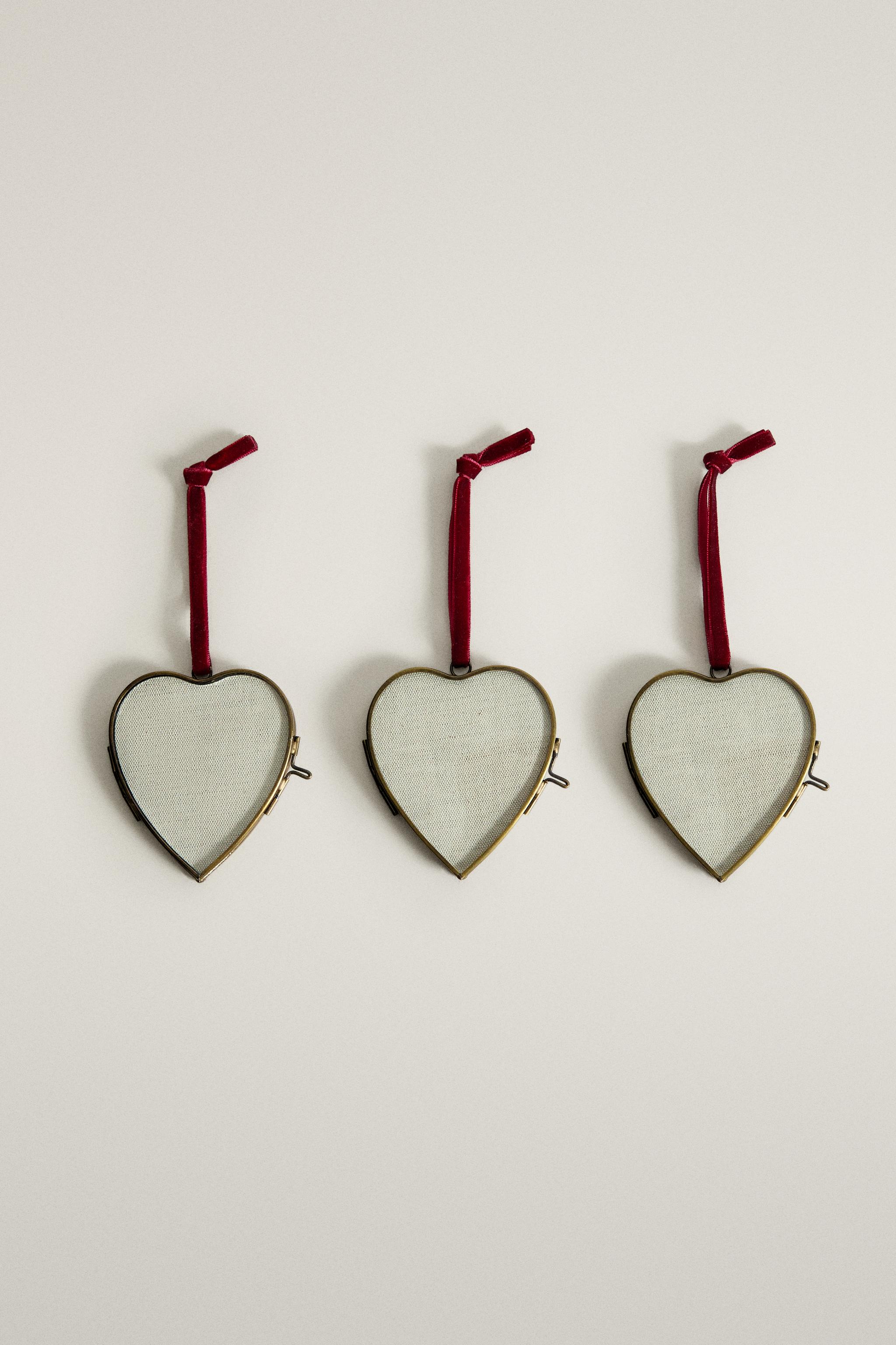 HEART BORDER CHRISTMAS TREE DECORATION (PACK OF 3)
