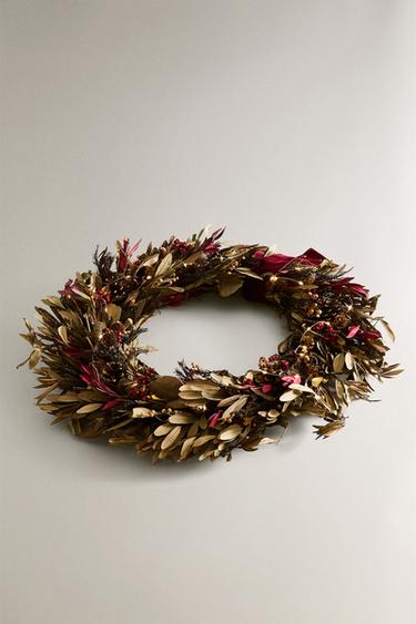 OLIVE LEAF WREATH CHRISTMAS DECORATION (60 CM) - Green by Zara - Image 1
