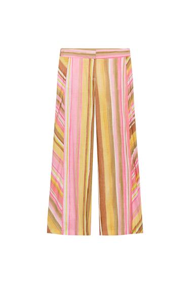 STRIPED WIDE-LEG TROUSERS - Multicoloured by Zara