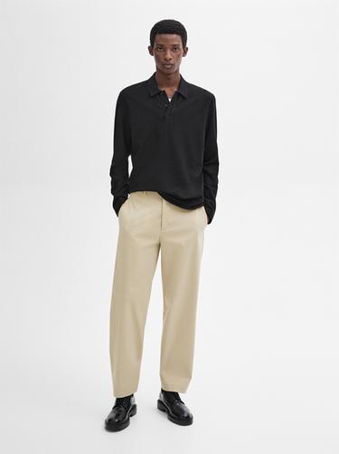 Zara Cotton blend knit polo sweater - Black - Image 0