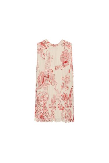 ТОП С ПРИНТОМ — ZW COLLECTION — Цвет небеленого полотна/Красный от Zara