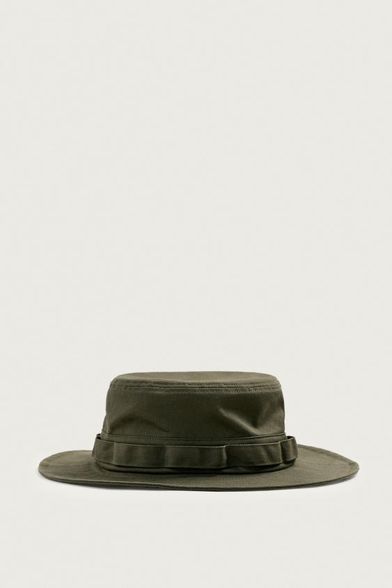 SOMBRERO BUCKET ALA ANCHA - Khaki de Zara - Imagen 0