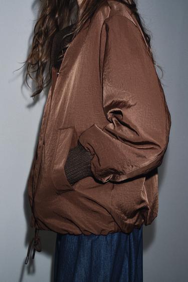 ZW COLLECTION RIBBED JACKET - Chocolate by Zara - Image 4