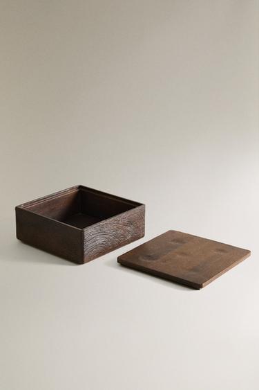 MEDIUM WOODEN BOX WITH LID — Dark brown 2