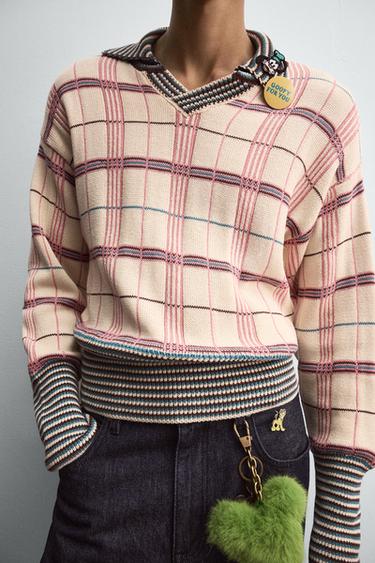 CHECK JACQUARD KNIT POLO SHIRT HARRY LAMBERT FOR ZARA X DISNEY - Pink by Zara - Image 5