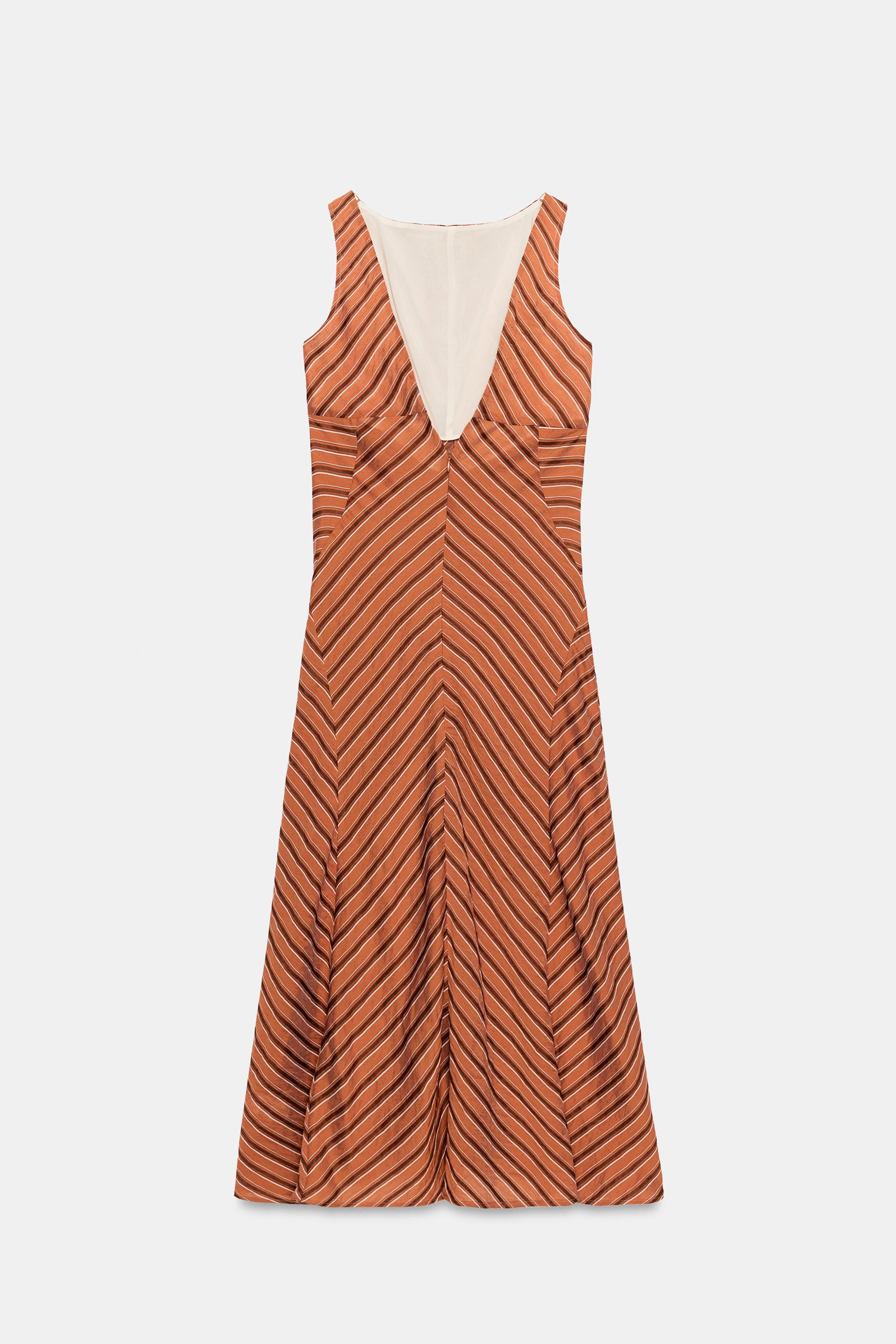 STRIPED OPEN BACK MIDI DRESS