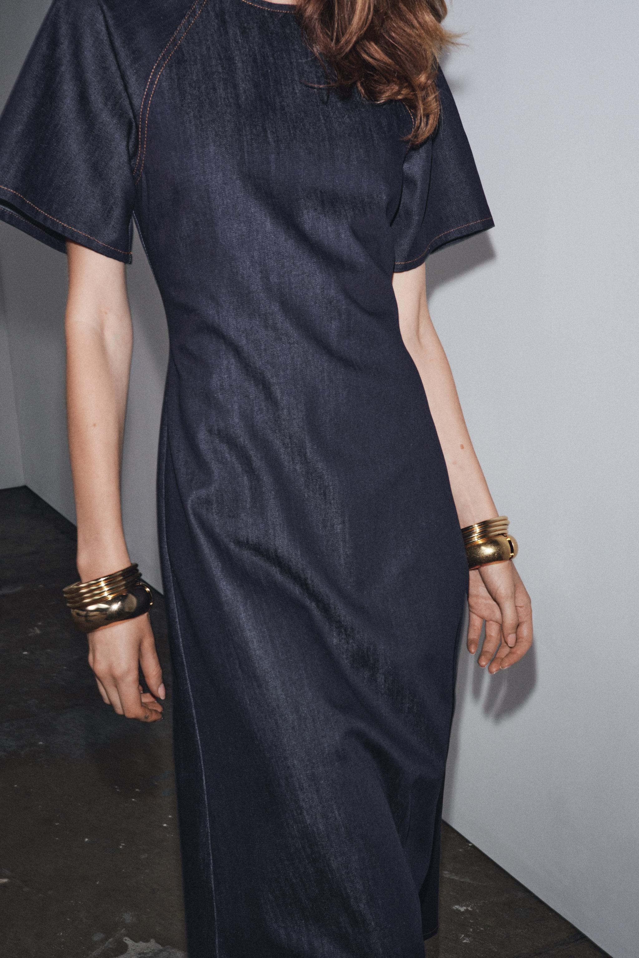 ZW COLLECTION DENIM LONG DRESS - Blue | ZARA United States