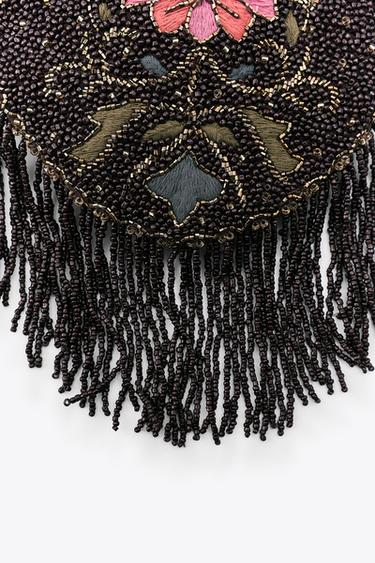 BEADED FRINGED HANDBAG - Brown by Zara - Image 5