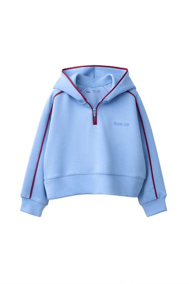 SUDADERA CAPUCHA CONTRASTE - Azul claro de Zara