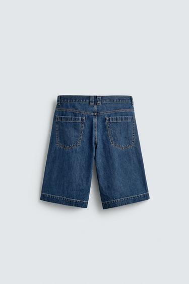 PLEATED RELAXED FIT DENIM BERMUDA SHORTS - Blue by Zara - Image 8