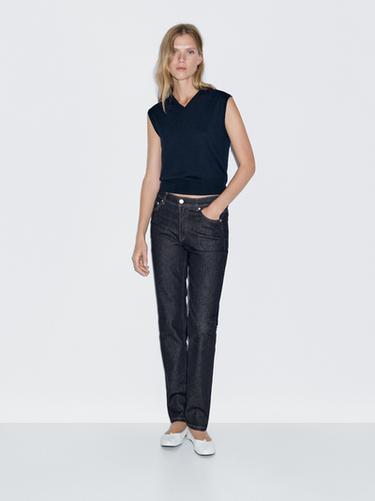 Zara Mid-rise straight-leg jeans - Blue