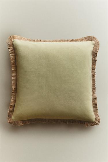 HOUSSE DE COUSSIN FRANGES JUTE - Vert clair de Zara - Image 5