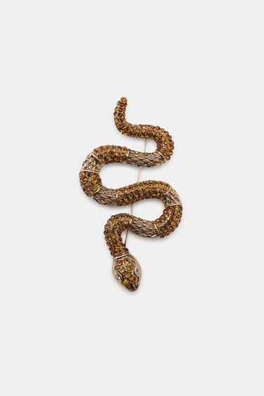 RHINESTONE SNAKE BROOCH — Orange 2